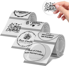 3 Rolls round Clear Labels for B1 B21 B3S K3 Label Maker, 2” X 2” (50X50Mm) P