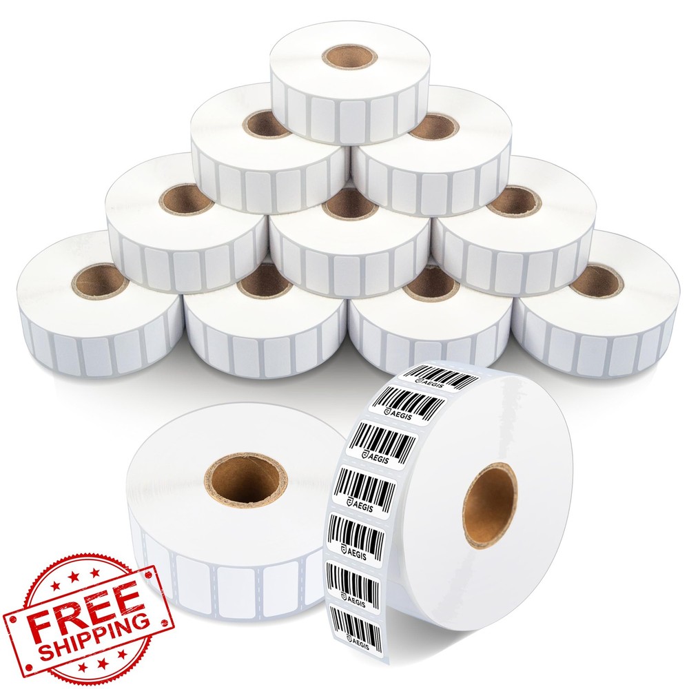 Aegis 1″x1/2″ Direct Thermal Labels 12 Rolls 2400 Price Tags Zebra