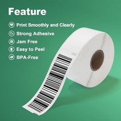 Address & Barcode Label for DYMO 30252 (1-1/8″ x 3-1/2″), Compatible with DYM…