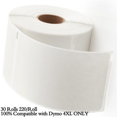 30 Rolls 220/Roll Direct Thermal Shipping Labels 4×6 Compatible 1744907 Dymo 4XL