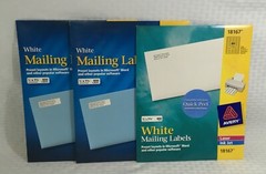 AVERY WHITE MAILING LABELS # 18167 / 2 FULL PACKAGES 1 PARTIAL / 28 SHEETS OF 80