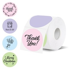 2″ Round Thermal Labels, Multicolor, 600/Roll, Direct Thermal , for DIY Logo …