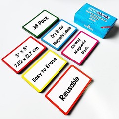 36 Pack Magnetic Dry Erase Labels – Magnetic Blank Cards with Color Borders, …