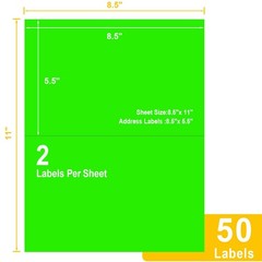 Colored Half Sheet Self Adhesive Shipping Labels, Neon Green 8-1/2″ x 5-1/2″ …