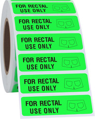 For Rectal Use Only Labels Stickers Fluorescent Green 500 Pcs Per Roll