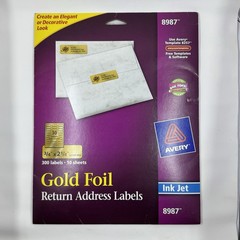 Avery 8987 Gold Foil Return Address Labels Open Box 5/10 Sheets
