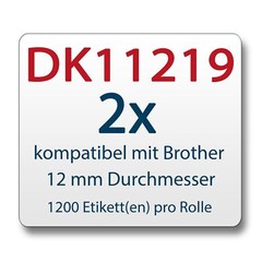 2xEtichetta comp. con Brother DK11219 diametro 12mm 1200 etichette +1x supporto