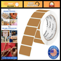 Kraft Brown 1×2 Inch Perforated Labels – 500 Stickers Roll, Strong Adhesion for