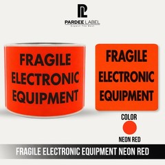 Fragile Electronic Equipment Labels Neon Red 3″x4.5″ 100/Roll