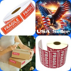 FRAGILE STICKER 1“ x 3” FRAGILE labels HANDLE WITH CARE 100 Stickers USA