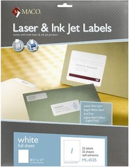MACO ML-0125 Full Sheet Label, 8-1/2″ X 11 Label, One Label Per Sheet 25 Sheets