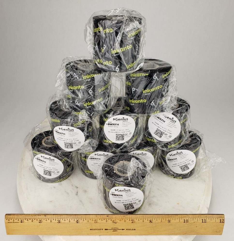 11x Rolls T650041O Armor Inkanto 2.36″ x 1181′ Black Wax Ribbons Inside Thermal