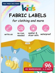 No-Iron Fabric Labels, Kids Clothing Labels Self-Stick Write-On, Name Labels for