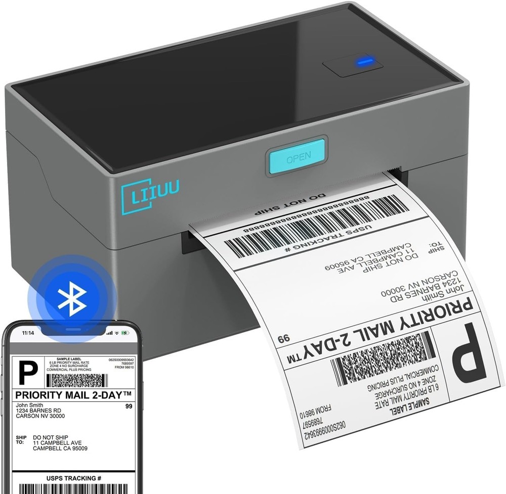 Bluetooth Shipping Label Printer, Wireless 4×6 Thermal Label Printer
