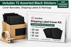Barcode Cover Stickers – Cover Old Shipping Labels 72 Black Assorted Sizes