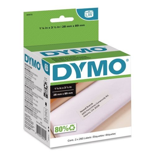 DYMO LabelWriter Address Labels, 1.12×3.5″, White, 260 Labels/Roll, 2 Rolls/Pack