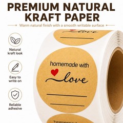 500 Kraft Canning Labels 2 Inch Round Sticker Labels, Homemade with Love Labe…
