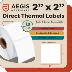 – 2″ X 2″ Square Direct Thermal Printer Labels (8400 Count, 12 Rolls) – QR Code