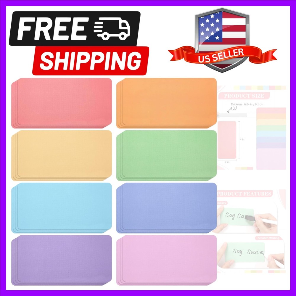48 Pack Magnetic Dry Erase Labels, 4”x 2” Colorful Name Tags Magnetic Blank…