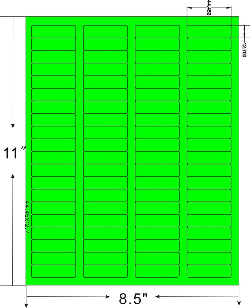 16000 Address Labels Laser Ink Jet 80UP 80 Per Sheet 1.75×0.5 Fluorescent Green