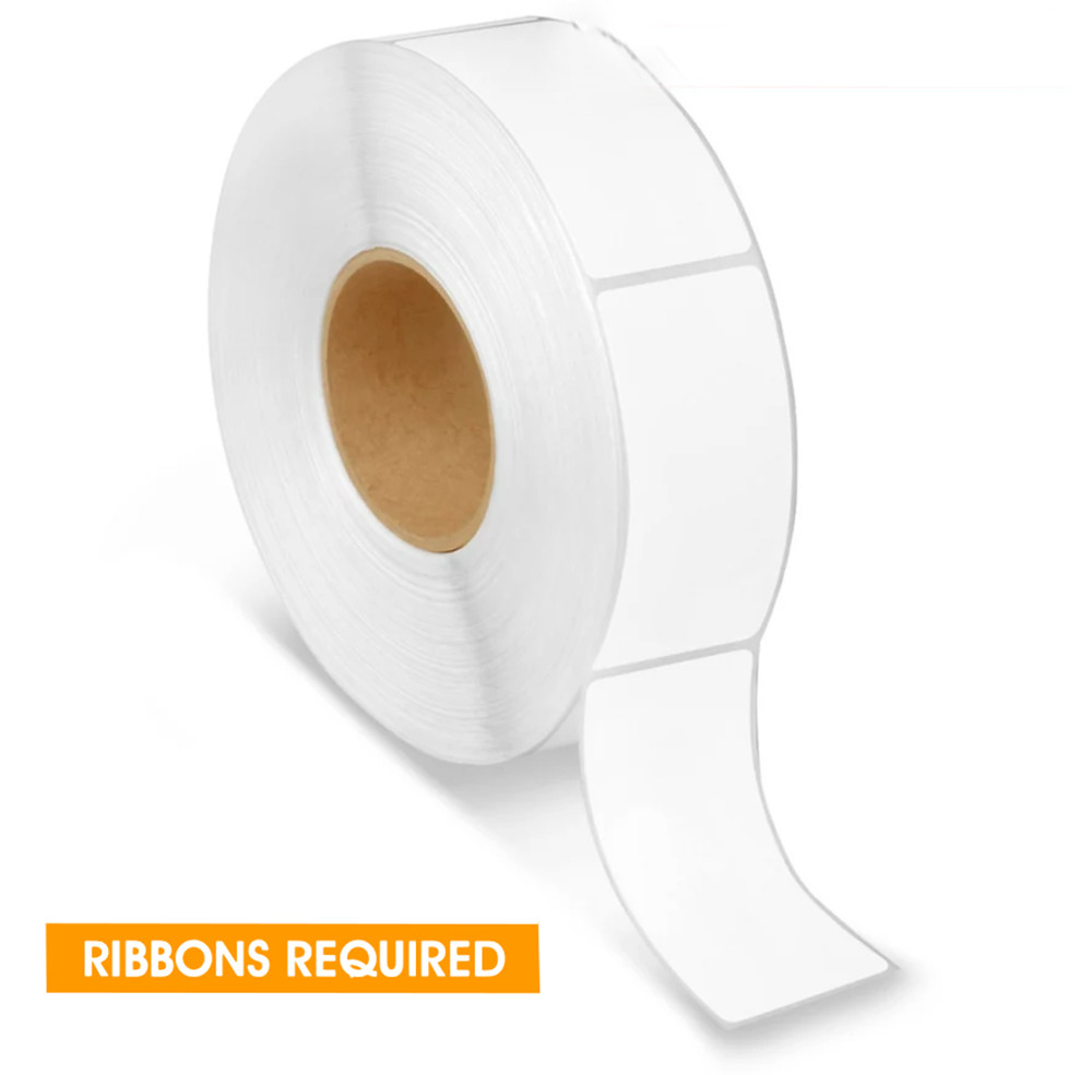THERMAL TRANSFER LABELS, WHITE – 2″w x 4″h, NON-PERF, 1500/RL, 8 RLS/CASE, ZEBRA