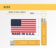 MADE IN USA Flag Pre-Printed Labels / Stickers ( 2″ x 3″) – (2) Rolls of 500