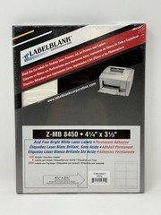LabelBlank Z-MB 8470 Die-Cut Bright White Laser Labels 4-1/4 x 3-1/3 100 Sheets