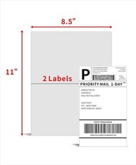 Half Sheet Shipping Labels for Laser and Inkjet Printers – 2 Per Page Self Ad…