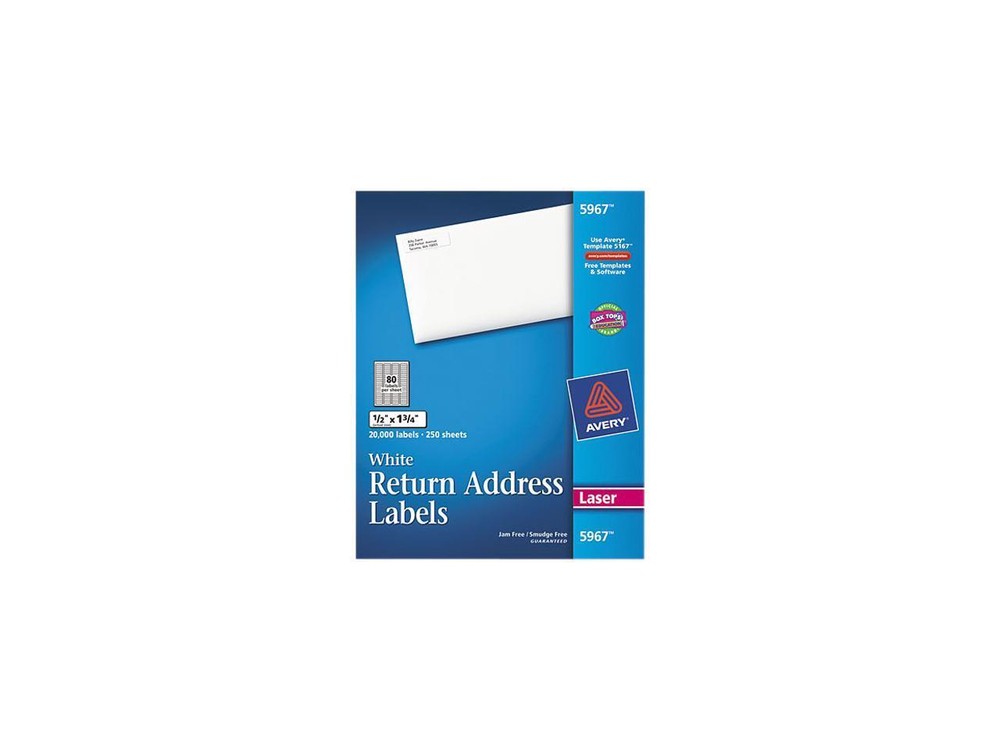 Avery Return Address Labels, Sure Feed Technology, Permanent Adhesive, 1/2″ x 1-