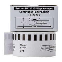 Non-OEM Fits BROTHER DK-2225 Continuous Labels (1-1/2″ x 100 feet) – (4) Rolls