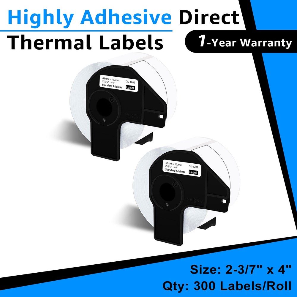 2Rolls DK-1202 2.4″ x 3.9″ Shipping Label Use with Brother QL Label Printers