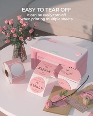 2 Inch Pink Circle Labels – 750 Self-Adhesive Thermal Stickers, Clear Printing