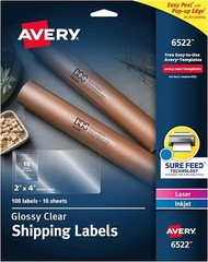 Glossy Clear Easy Peel(R) Shipping 2x4in labels 100/PK – 1EA