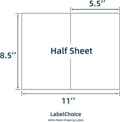 100 Half Sheet Self Adhesive Shipping Labels for Laser & Inkjet Printers 8.5″…