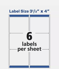 Avery TruBlock 15264 Shipping Labels 3 1/3” x 4” Altra Hold Lazer Inkjet~New~