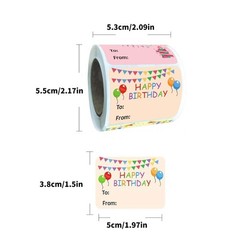 300Pcs Birthday Name Label Sticker Adhesive Wrapping Label for School Project