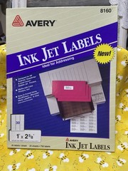 Avery Ink Jet Labels 8160 25 Sheets x 30 Labels = 750 Labels NEW