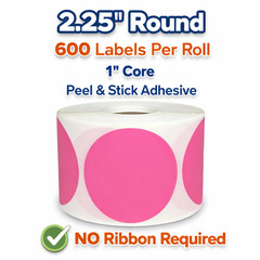 Pink Direct Thermal Labels | Zebra, Rollo & Munbyn Compt. | 2.25″ Round,1 Roll