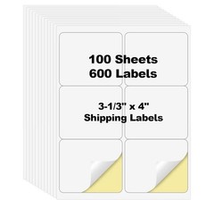600 Premium Address Shipping Labels 3 1/3″ x 4″ For Laser Inkjet 6-up 100 Sheets