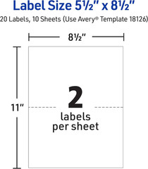 Avery Half-Sheet Printable Shipping Labels, Customizable Stickers 5.5″ X 8.5″