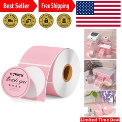 2 Inch Pink Circle Labels – 750 Self-Adhesive Thermal Stickers, Clear Printing