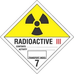 4″ x 4″ Radioactive 3 D.O.T. Class 7 Hazard Labels (500 per Roll)