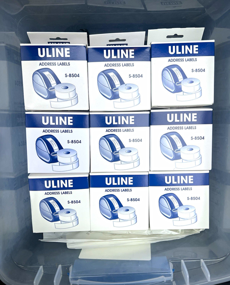(9 packs/2 rolls ea) ULINE S-8504 White Address Labels, 350/Roll, 1 1/8 x 3 1/2