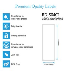 2Roll 76mmx26mm RD-S04U1 File Folder Paper 1500 Label For Brother Direct Thermal