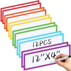 12 Pcs Large Magnetic Dry Erase Labels for Classroom, 12 x 4 Inch Rectangle M…