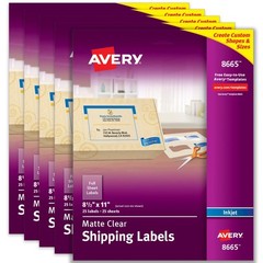 Custom Printable Shipping Labels 8.5″ x 11″, Matte Clear, Inkjet, 125 Total, Eas