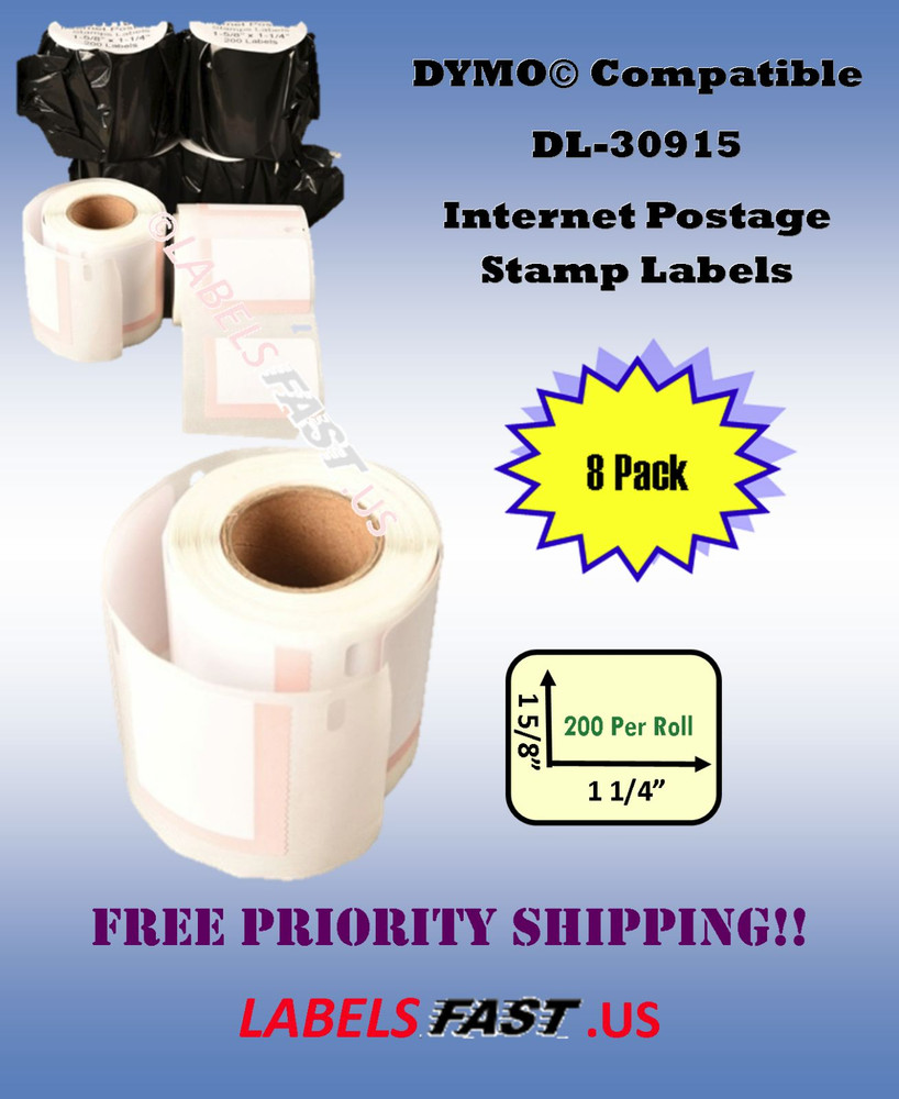 8 Rolls 30915 Dymo® Compatible Postage Labels EL60 Internet Stamp Name Badges