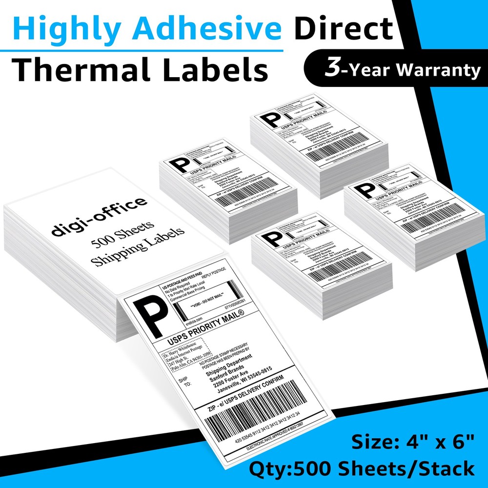 5× 4×6 Direct Thermal Fanfold Labels 500 Sheets Strong Adhesive for Zebra Rollo