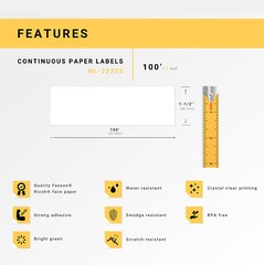 Non-OEM Fits BROTHER DK-2225 Continuous Labels – (9) Rolls of 100′ + (1) FRAME