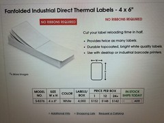 Fanfolded Industrial Direct Thermal Labels-4*6″ Uline S-8376 New Nib